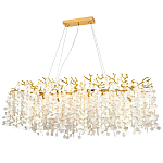 Линейная люстра с круглыми хрустальными подвесками Fairytree Gold Crystal Branches Linear Chandelier  варинант исполнения - 1 | Loft Concept в Липецке