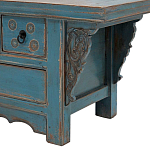 Деревянная ТВ-тумба в китайском стиле с 4-мя ящиками и резным декором голубая Luo Chinese TV Stand Blue варинант исполнения - 3 | Loft Concept в Липецке