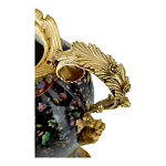 Ваза из фарфора черная с цветочной росписью и бронзовыми элементами Spring Garden варинант исполнения - 2 | Loft Concept в Липецке