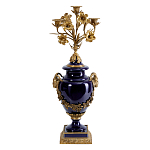 Подсвечник из темно-синего фарфора с бронзовыми элементами и цветами Eden Garden варинант исполнения - 1 | Loft Concept в Липецке