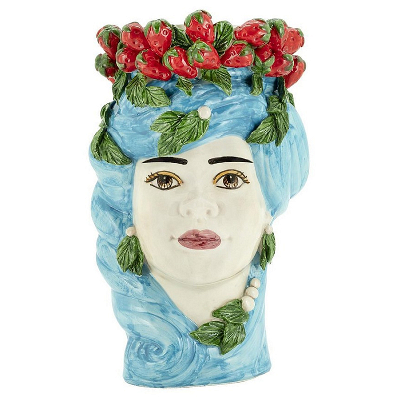 Ваза Vase Strawberries Head Lady Azure Белый Красный Зеленый Голубой Ваза Vase Strawberries Head Lady Azure Белый Красный Зеленый Голубой в Липецке | Loft Concept