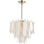 Люстра с декором из рельефного стекла в виде перьев Abelia Feather Chandelier 10 варинант исполнения - 2 | Loft Concept в Липецке