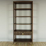 Стеллаж Elsa Dreams Walnut со стеклянными полками и ящиком варинант исполнения - 4 | Loft Concept в Липецке