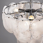 Люстра из белых стеклянных дисков на серебрянном каркасе White Glowing Reflectors варинант исполнения - 5 | Loft Concept в Липецке