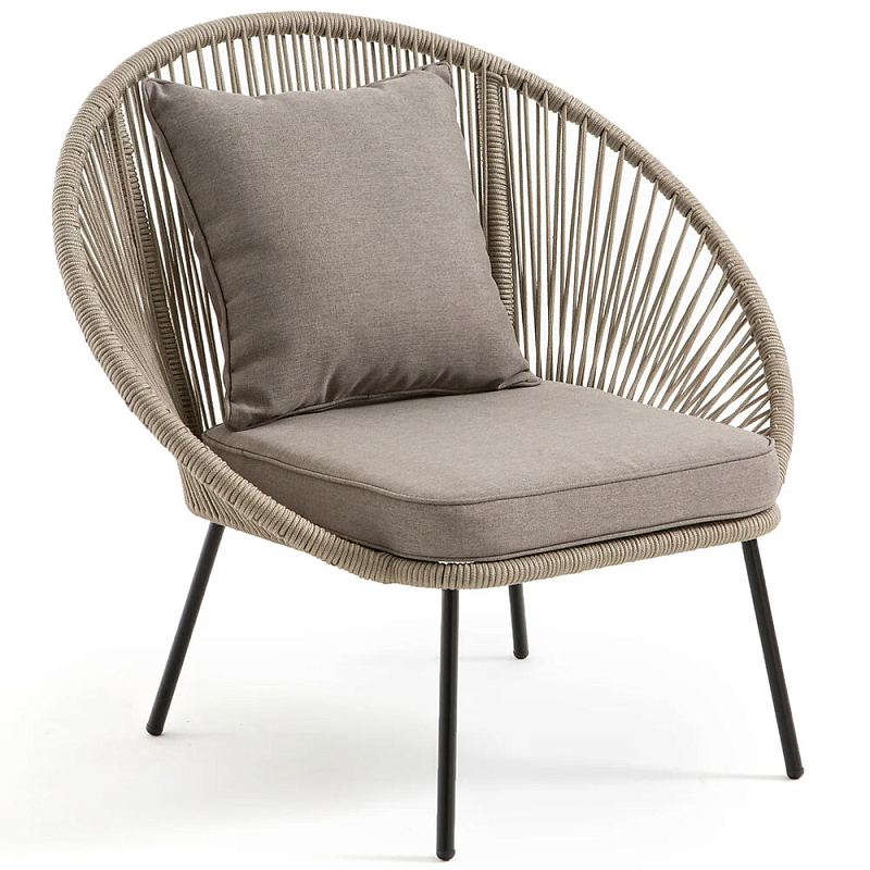 Садовое кресло Аcapulco Grey Chair Бежевый Серо-бежевый Черный Садовое кресло Аcapulco Grey Chair Бежевый Серо-бежевый Черный в Липецке | Loft Concept