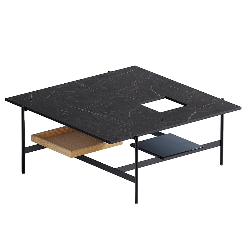 Karat журнальный столик цвета тёмный камень с съемным подносом Серый Черный в Липецке | Loft Concept 