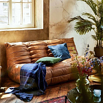 Дизайнерский кожаный диван коричневый без подлокотников Aveline Leather Sofa варинант исполнения - 6 | Loft Concept в Липецке