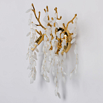 Бра золотого цвета с ветвями и белыми овальными стеклянными подвесками Droplet Chandelier варинант исполнения - 3 | Loft Concept в Липецке