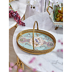 Блюдо овальное с ручкой и голубым фарфоровым дном с цветочным рисунком Blue Garden варинант исполнения - 3 | Loft Concept в Липецке