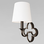 Бра с белым текстильным абажуром и декоративным основанием в виде четырехлистника с зеркальной вставкой Vitorino варинант исполнения - 1 | Loft Concept в Липецке
