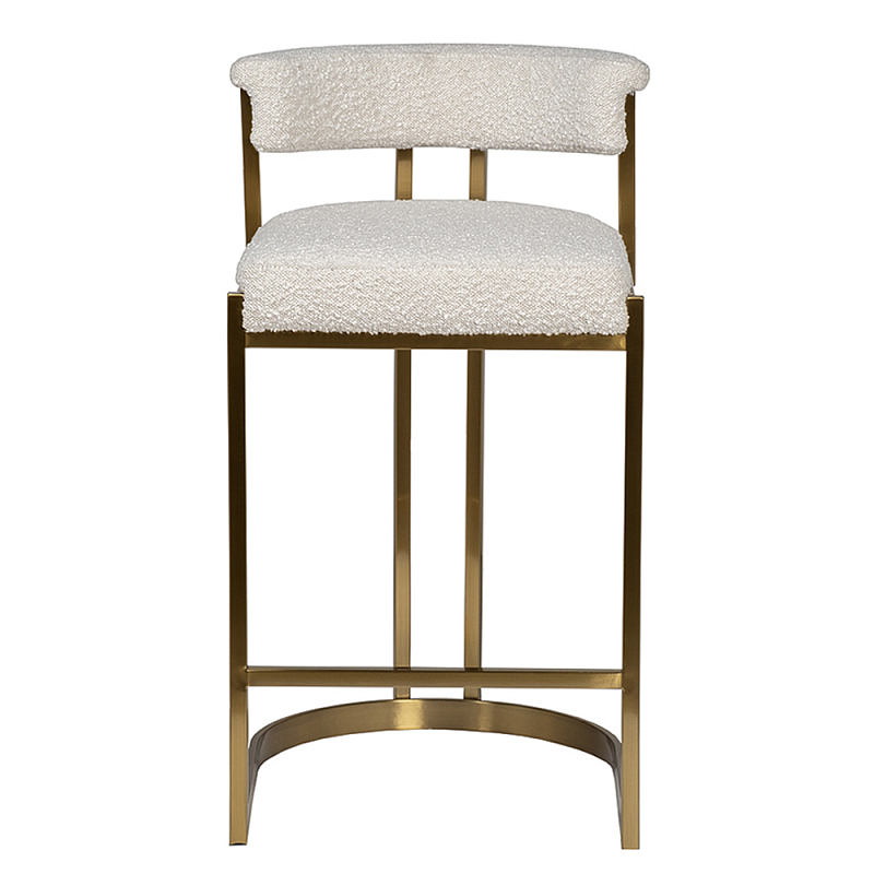 Стул барный букле бежевый с каркасом цвета матовое золото Tactility Бежевый матовое золото в Липецке | Loft Concept 
