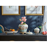 Блюдо овальное из голубого фарфора с ручками в виде бабочек и цветочным рисунком Blue Garden варинант исполнения - 4 | Loft Concept в Липецке