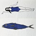 Плитка с узором Рыба пловчиха варинант исполнения - 1 | Loft Concept в Липецке