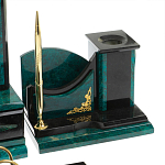 Настольный письменный набор из змеевика тёмно-зелёного цвета с декором в виде орла Successful Leader варинант исполнения - 5 | Loft Concept в Липецке