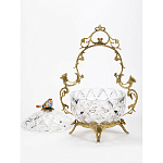 Конфетница с бронзовой ручкой и фарфоровой птичкой на крышке Eden Garden варинант исполнения - 2 | Loft Concept в Липецке