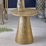 Журнальный столик с конусообразной основой и текстурной поверхностью золотого цвет Ethnic Metal варинант исполнения - 3 | Loft Concept в Липецке