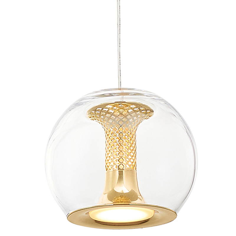 Подвесной светильник со стеклянным плафоном Inner Gleam Globe gold Золотой Прозрачное Стекло Подвесной светильник со стеклянным плафоном Inner Gleam Globe gold Золотой Прозрачное Стекло в Липецке | Loft Concept