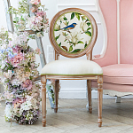 Стул бежевый из натурального бука с изображением птиц и цветов Blooming Blue Birds варинант исполнения - 3 | Loft Concept в Липецке