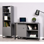 Стеллаж книжный цвета графит с 3-мя открытыми полками и дверкой Strict Lines варинант исполнения - 4 | Loft Concept в Липецке