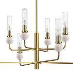 Люстра с 8-ю плафонами в форме стеклянных трубок и мраморных декоративных элементов Montreal варинант исполнения - 6 | Loft Concept в Липецке