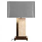 Настольная лампа с основанием из натурального камня c серым прямоугольным абажуром Lapis Tiburtinus варинант исполнения - 1 | Loft Concept в Липецке