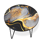 Стол журнальный с круглой столешницей из стекла Gold and Black Marble варинант исполнения - 2 | Loft Concept в Липецке