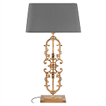 Настольная лампа на ажурном чугунном основании с тканевым серым абажуром Openwork Lamp варинант исполнения - 1 | Loft Concept в Липецке