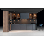 Комбинированный кухонный гарнитур сине-серого цвета с фасадом под дерево Benjamin Kitchen Set варинант исполнения - 4 | Loft Concept в Липецке