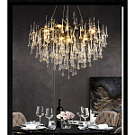 Люстра черная с прозрачными стеклянными подвесками в форме капель FAIRYTREE Light варинант исполнения - 4 | Loft Concept в Липецке