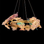 Люстра круглая на золотом каркасе с птичками и цветочным декором Miscellaneous herbs варинант исполнения - 4 | Loft Concept в Липецке