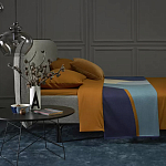 Плед из хлопка синего цвета с абстрактным принтом Elysian Flow Ocean варинант исполнения - 6 | Loft Concept в Липецке