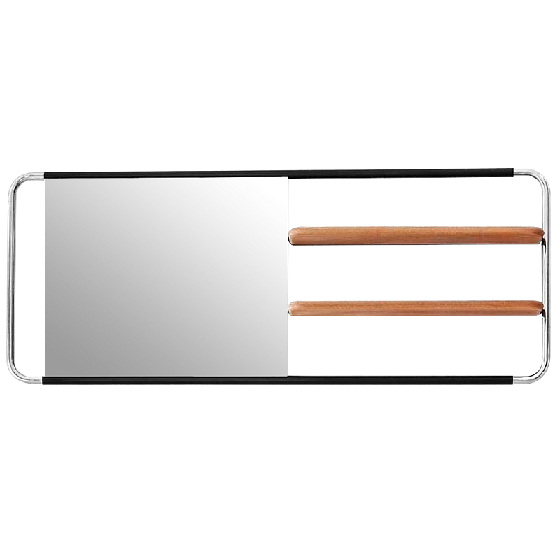 Настенное зеркало с двумя полками Two Shelves Functional Mirrors Древесина Черный Хром Настенное зеркало с двумя полками Two Shelves Functional Mirrors Древесина Черный Хром в Липецке | Loft Concept