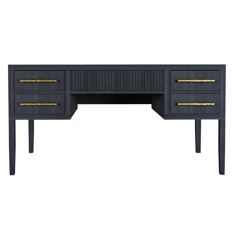 Большой Рабочий стол Primo с 5 выдвижными ящиками Черный дуб Черный в Липецке | Loft Concept 