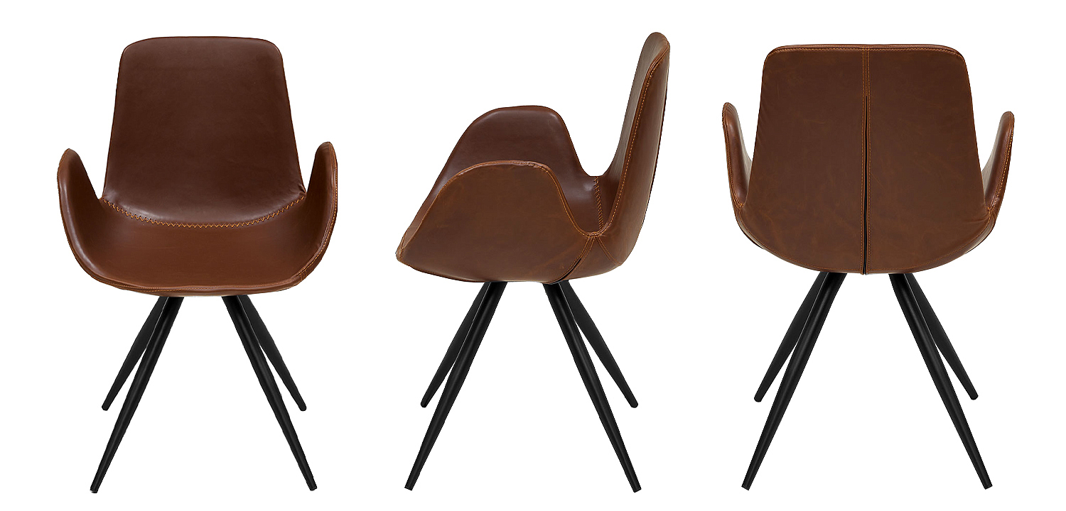 Стул коричневый с обивкой из эко-кожи Leigh Chair Стул коричневый с обивкой из эко-кожи Leigh Chair - Loft-Concept в Липецке