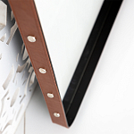 Зеркало прямоугольное в металлической раме с кожаной отделкой Loft in Reflection варинант исполнения - 3 | Loft Concept в Липецке