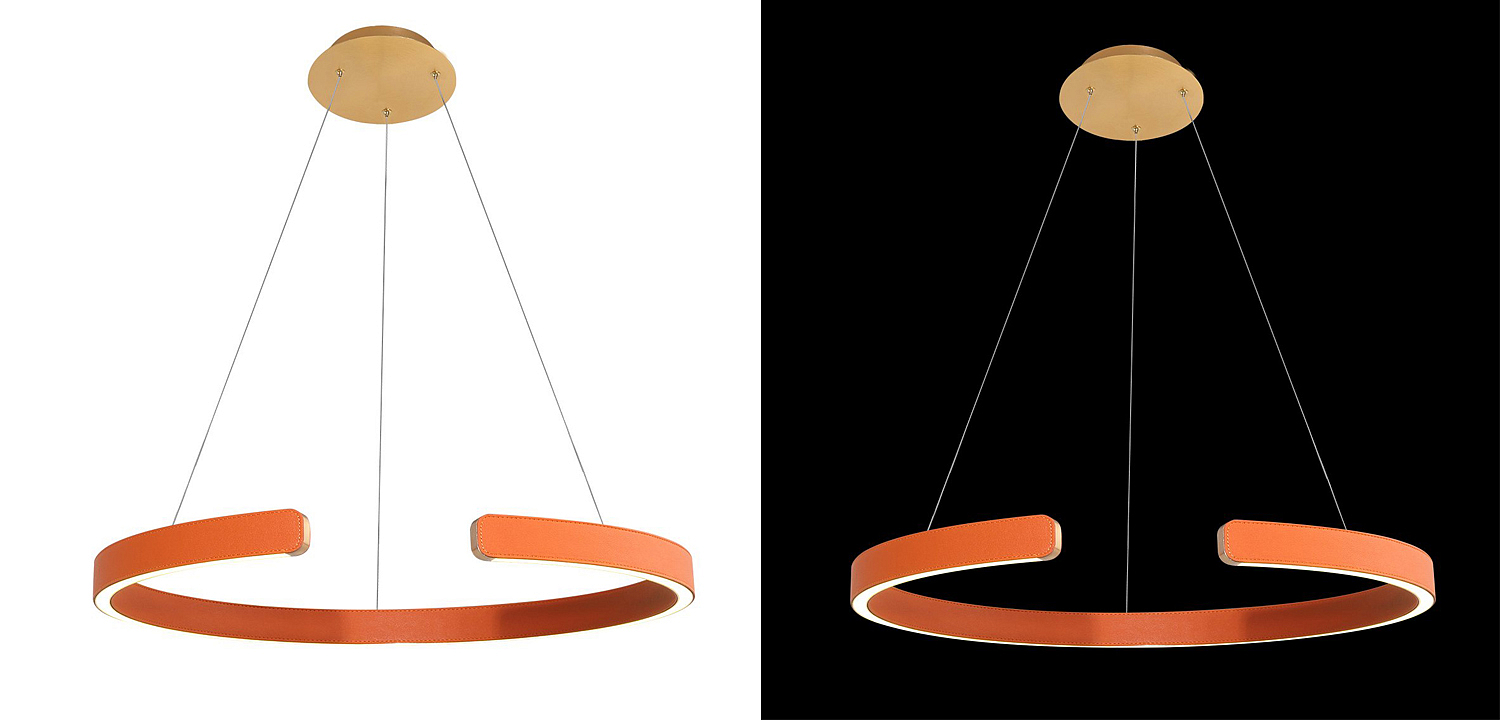 Подвесной светильник Half Ring orange leather Подвесной светильник Half Ring orange leather - Loft-Concept в Липецке