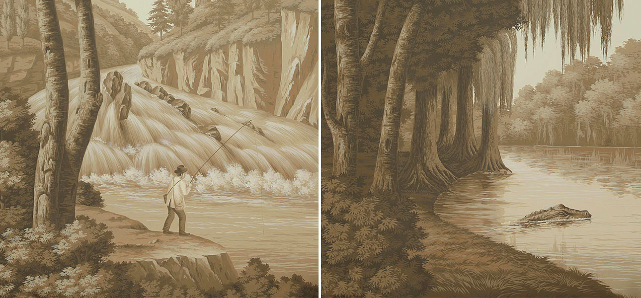 Обои ручная роспись North American River Views Sepia on scenic paper Обои ручная роспись North American River Views Sepia on scenic paper - Loft-Concept в Липецке