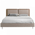 Кровать двуспальная серая с изголовьем из экокожи и ткани Modern Look варинант исполнения - 3 | Loft Concept в Липецке