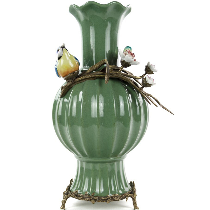 Фарфоровая ваза Deep Green Vase Зеленый шалфей Бронза Фарфоровая ваза Deep Green Vase Зеленый шалфей Бронза в Липецке | Loft Concept