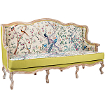 Диван из натурального бука бежевый с изображением птиц и цветов Beige Green Chinoiserie Garden Sofa варинант исполнения - 3 | Loft Concept в Липецке