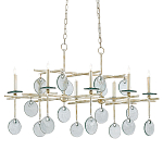 Люстра линейная с круглыми прозрачными подвесками  Horizontal Rectangular Chandelier варинант исполнения - 2 | Loft Concept в Липецке