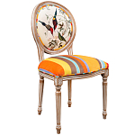 Стул бежевый в разноцветную полоску из натурального бука с изображением птиц и цветов Blooming Red Birds Colorful Stripes Chair варинант исполнения - 2 | Loft Concept в Липецке