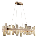 Люстра подвесная прямоугольная с рифлёными прозрачными элементами и золотым основанием Aurea Vista варинант исполнения - 1 | Loft Concept в Липецке