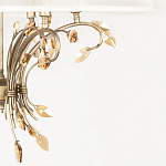 Люстра подвесная круглая с тканевым полупрозрачным абажуром и подвесками 6 ламп Gilded Elegance варинант исполнения - 6 | Loft Concept в Липецке