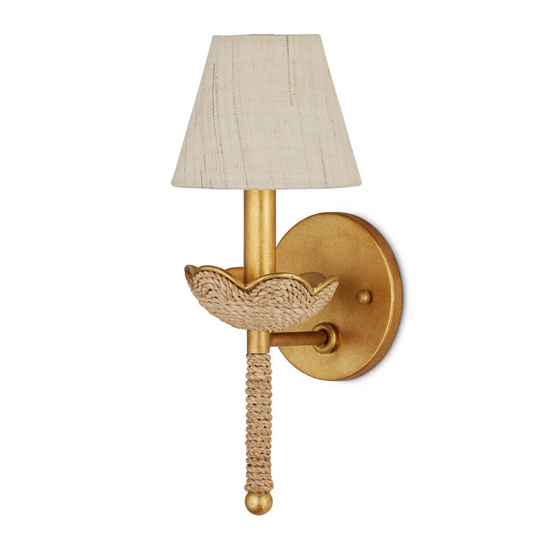 Бра из кованого железа с отделкой плетеной веревкой и сусальным золотом Parisian Style Золотой Бежевый в Липецке | Loft Concept 