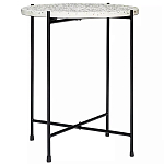 Кофейный столик с круглой разноцветной столешницей на 4-х черных ножках Multicolored Stone Composite варинант исполнения - 1 | Loft Concept в Липецке