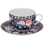 Чайный набор из фарфора синий на 6 персон 12 предметов Flower Porcelain Collection варинант исполнения - 1 | Loft Concept в Липецке