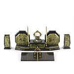 Настольный письменный набор из змеевика с часами и таблетницей Successful Leader варинант исполнения - 1 | Loft Concept в Липецке