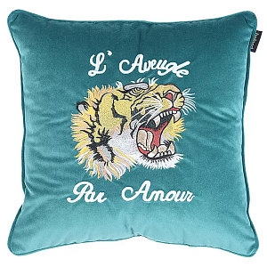 Декоративная подушка Стиль Gucci Tiger Turquoise Cushion