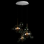 Люстра подвесная с прозрачными бирюзовыми стеклянными шарами и круглым основанием 3 лампы Giopato & Coombes варинант исполнения - 2 | Loft Concept в Липецке